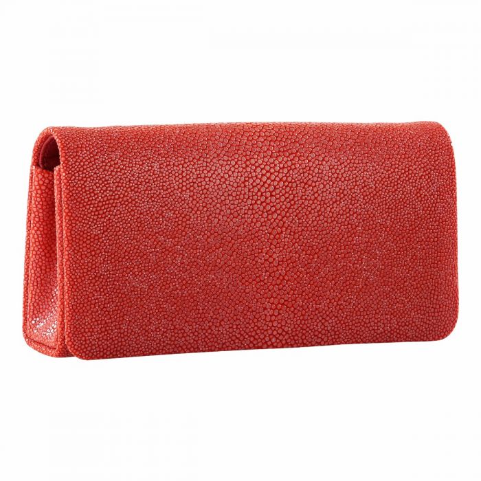 Clutch handbag from shagreen orange rose 20x11cm